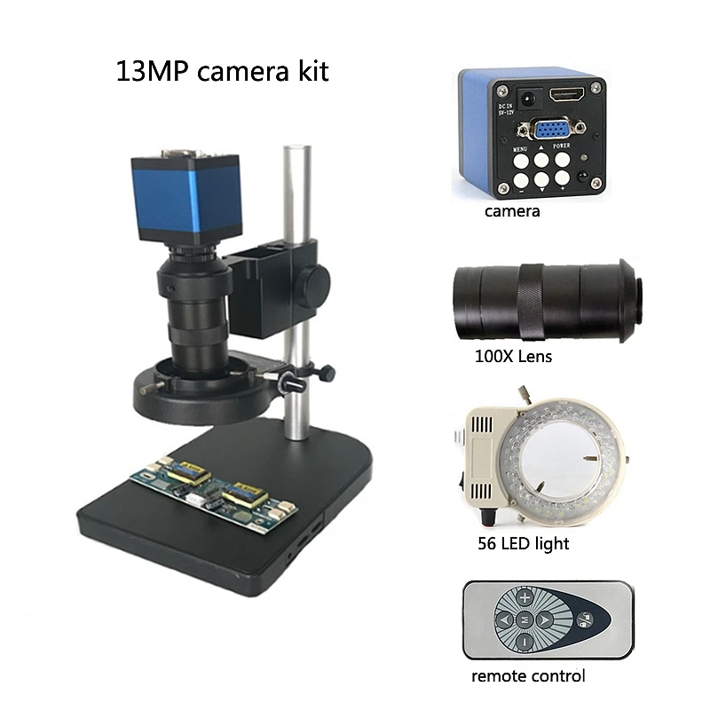 Новый персональный черный 13MP 720P HDMI промышленный цифровой видео микроскоп камера