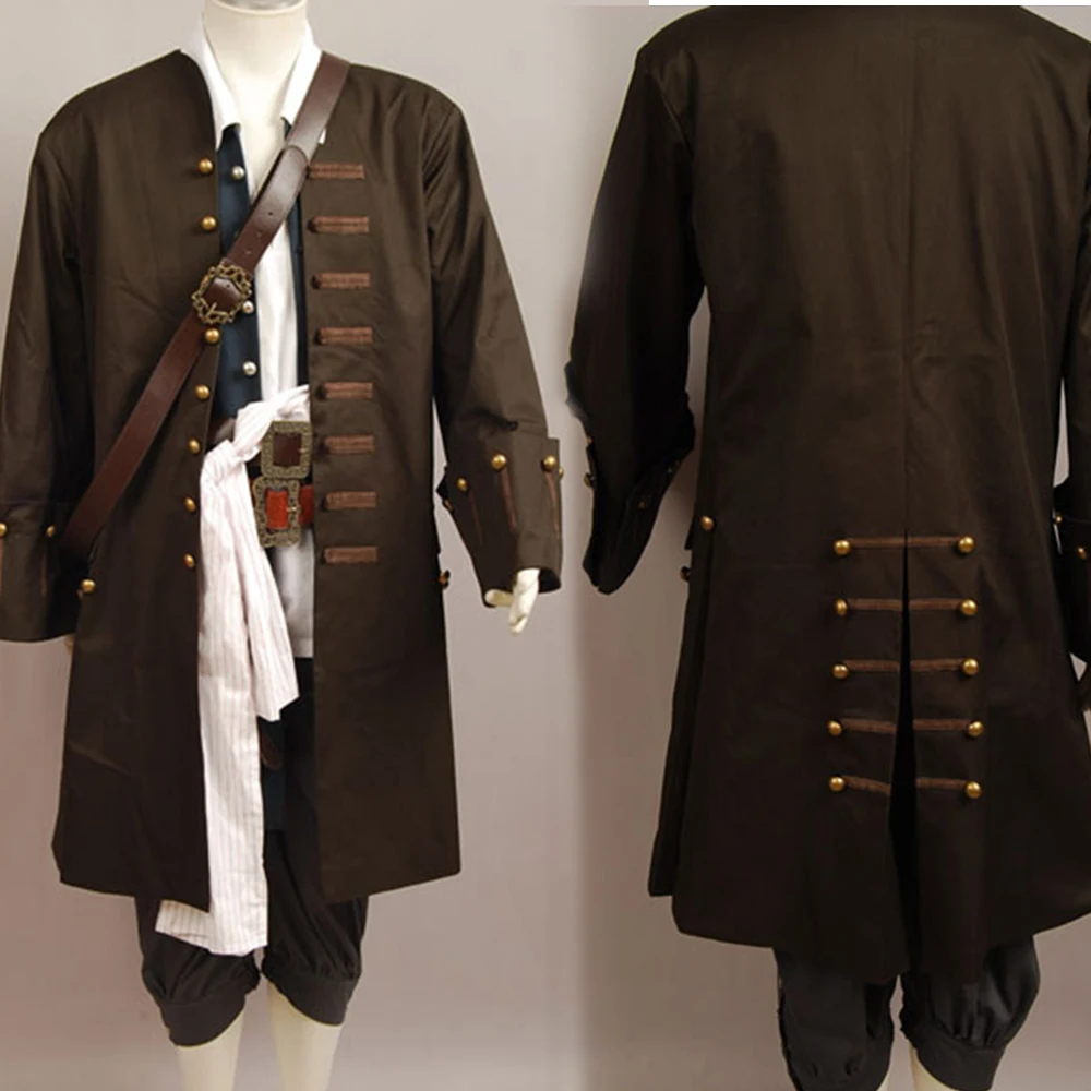 Captain Jack cosplay Sparrow Cosplay Costume Trench Coat Jacket Only For Adult Men