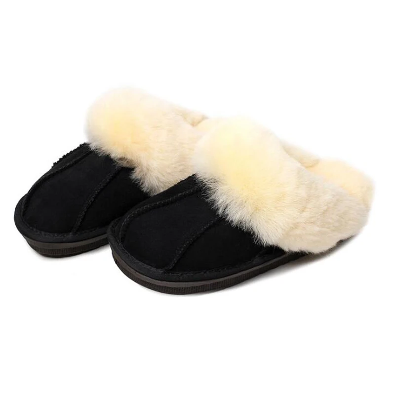 Высококачественные зимние теплые домашние тапочки мех одна пара натуральная