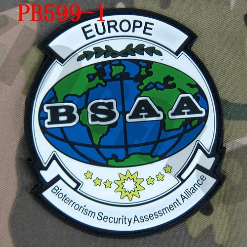 3D ПВХ патч Biohazard зонтик BSAA Европа Дальний Восток Северная Америка Южная Америка Резиновый патч - Цвет: PB599