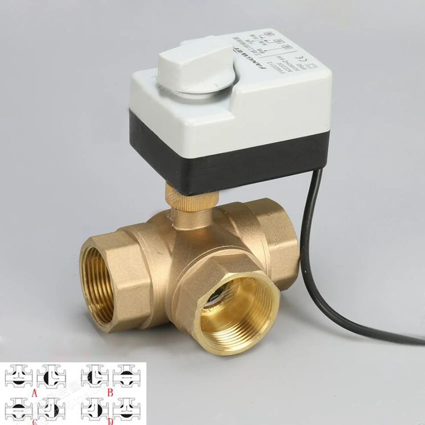 AC220V DN15(G 1/2 &quot) к DN 50G 2&quot) 2 способа 3 провода латунный моторизованный шаровой