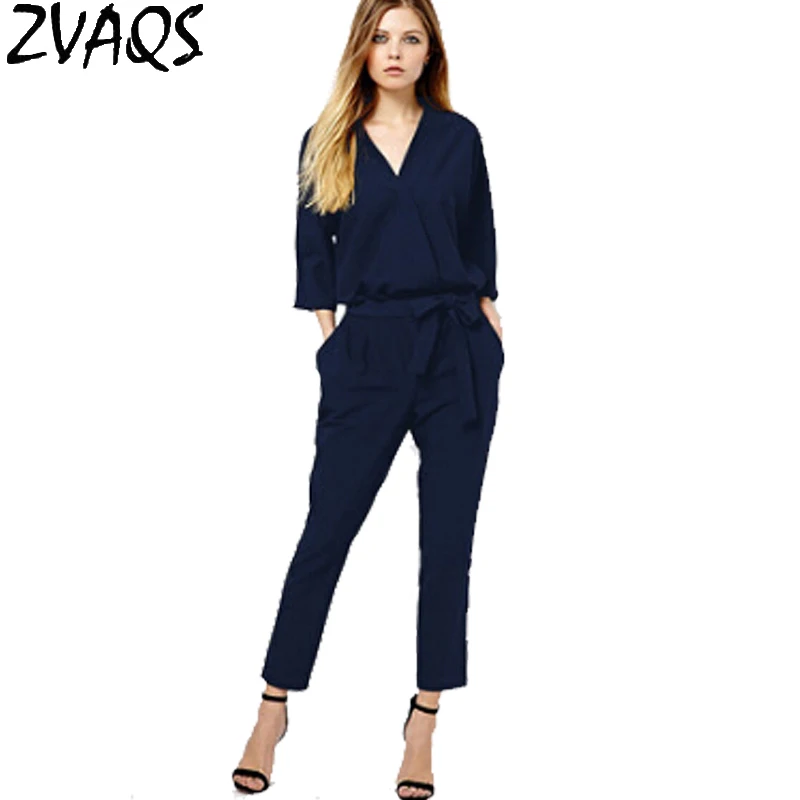 Женский шифоновый комбинезон с v-образным вырезом летний комбидресс длинным