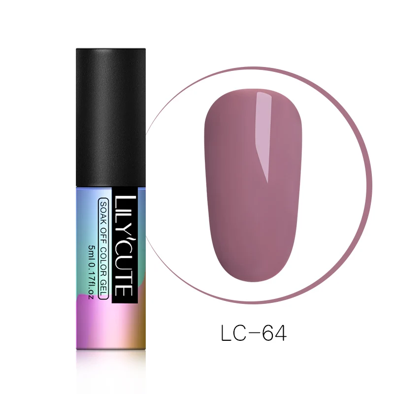 LC64 LILYCUTE гель для нейл-арта 5 мл чистый цвет ногтей УФ светодиодный Гель-лак для Ногтей Стойкий Макарон замачиваемый лак гель лак - Цвет: LC64