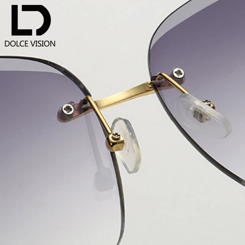 Женские элегантные солнцезащитные очки с лисой стразами без оправы в винтажном