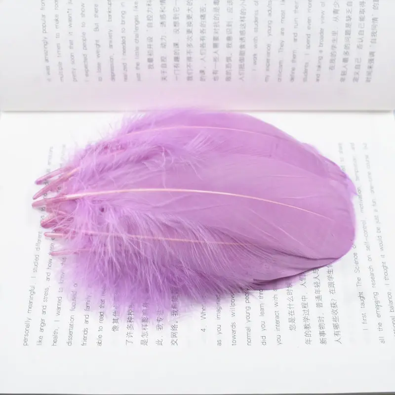 Light purple Оптом перья для рукоделия для изготовления ювелирных изделий натуральные разноцветные гусиные перья вечерние украшения 13-18 см DIY аксессуары для дома - Цвет: Light purple
