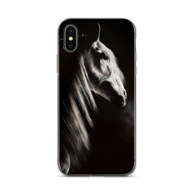 Мягкий чехол Aiboduo с акварельными лошадьми бегущими для iPhone 8 8plus 7 7plus 6s plus 5 5S SE XSMax X