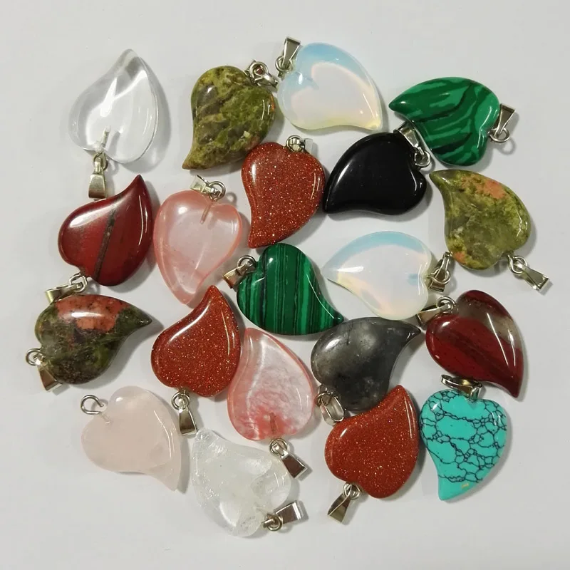 Оптовая продажа подвески из смешанного натурального камня в форме сердца