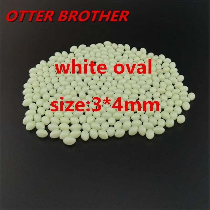 White oval3-4 100 шт./лот, люминесцентные бусины, рыболовные космические бобы, круглые плавающие шарики, пробка, ночной пластиковый светильник, светящиеся овальные снасти, приманки, аксессуары - Цвет: White oval3-4