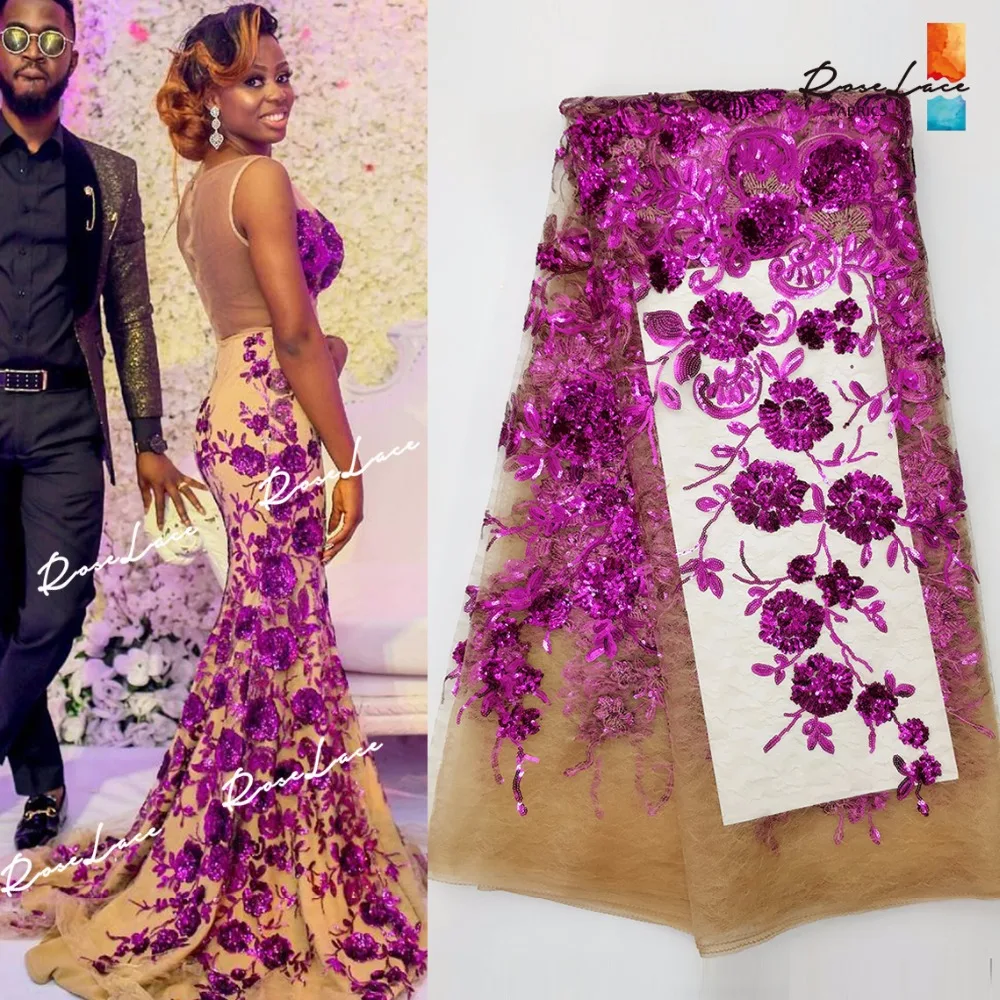 2018 удивительно! Дизайнерская вышитая сетчатая кружевная ткань с блестками