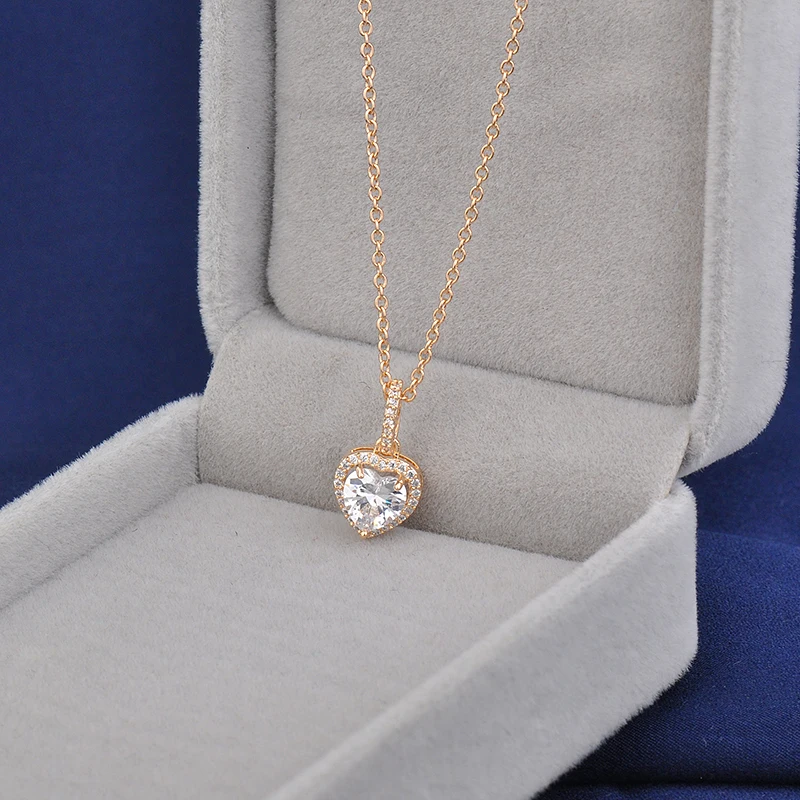 Новинка 2017 модное ожерелье с кубическим цирконием в форме сердца фирменный кулон