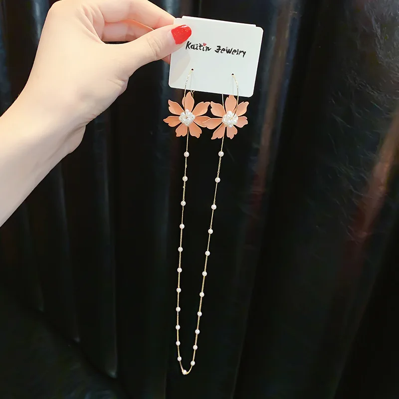 2019 Корея Горячие Модные серьги ожерелье один ювелирные изделия краска цветок