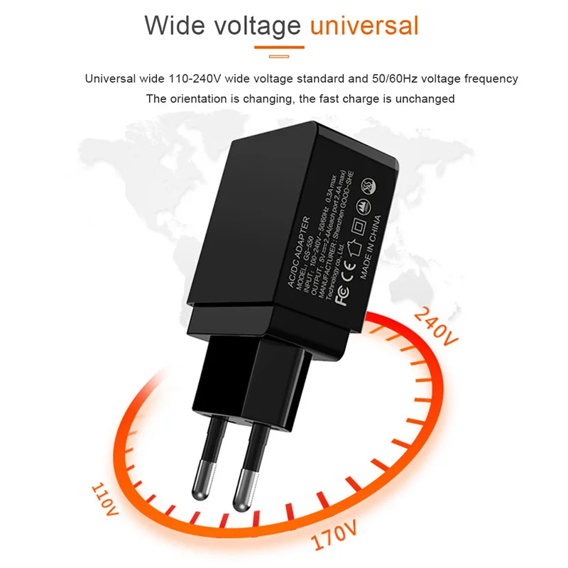 ! Accezz светодиодный Дисплей Dual USB телефона Зарядное устройство для розетки ЕС 5В 2.4A