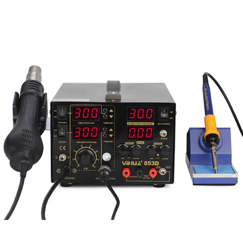 Паяльная станция YIHUA 853D 3 в 1 SMD 30 В 5 А 110 В/220 В|Электрические паяльники| |