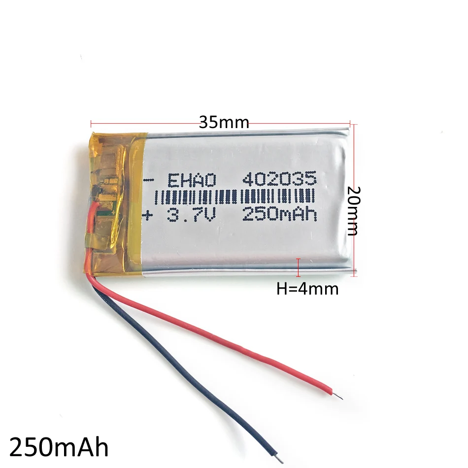 3,7 V 250mah 402035 литий-полимерный Li-Po аккумулятор ручной gps Аккумулятор для навигатора DIY Mp3 MP4 MP5 gps bluetooth