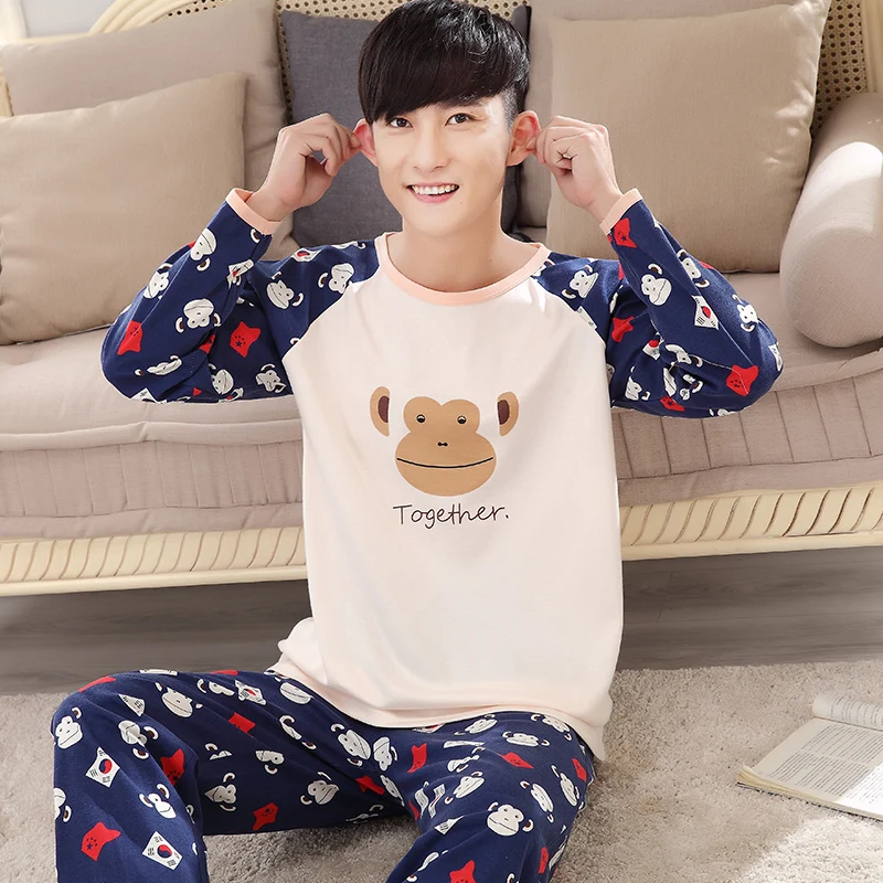 2019 Новая Осенняя мужская пижама одежда для сна с длинными рукавами рисунком 5078|male