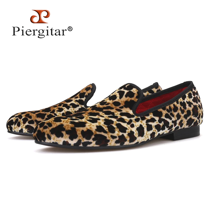 Piergitar 2019 New Fashion Men Leopard cotton Fabric Shoes British Smoking Slippers Loafers men's casual Plus Size | Обувь