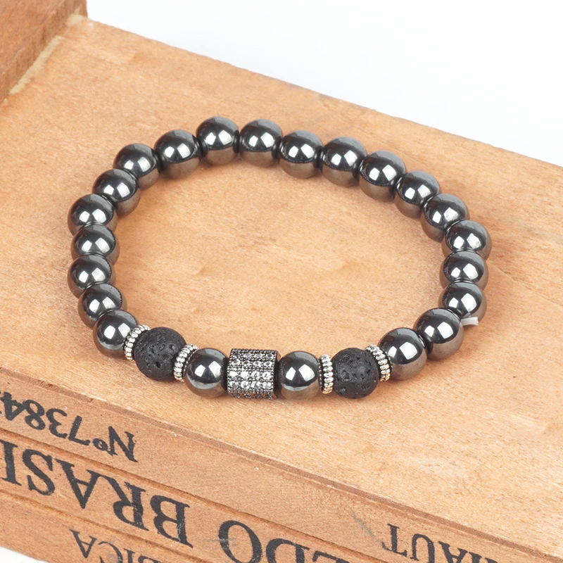 Natural Stone Beads Lava Hematite Bracelet for Men Charms Bracelets &amp Bangles Crystal Male Lucky Yoga Jewelry Accessories | Украшения и