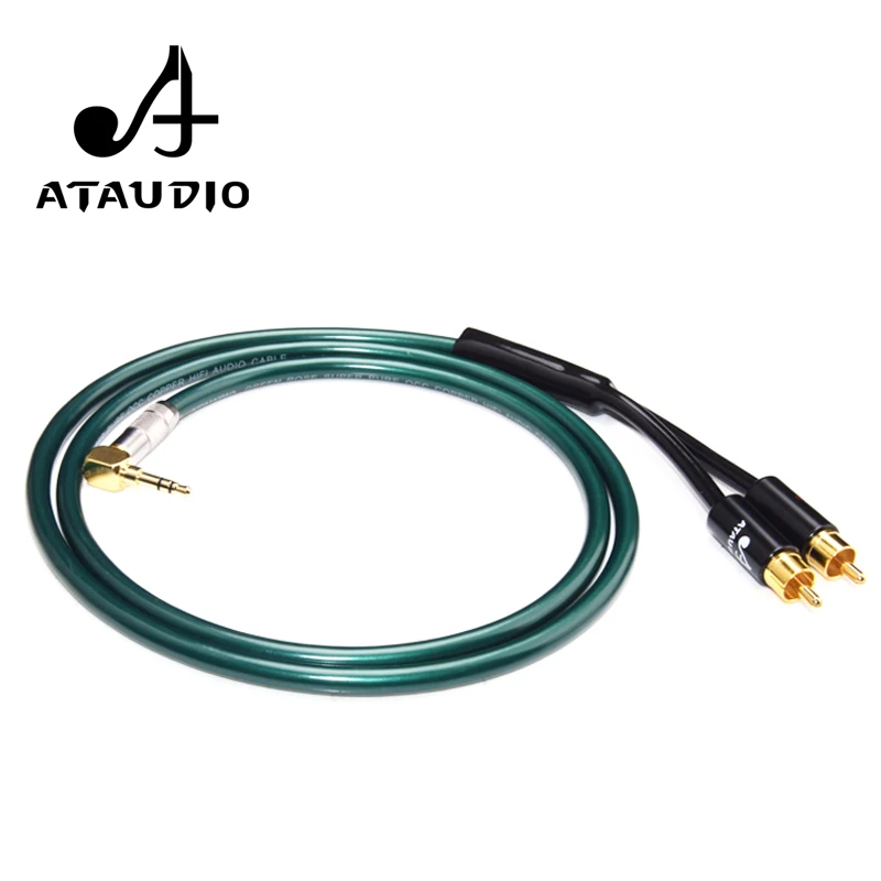 Y образный сплиттер ATAUDIO Hifi 3 5 мм на 2RCA стерео аудио кабель Hi Fi для аудиофила