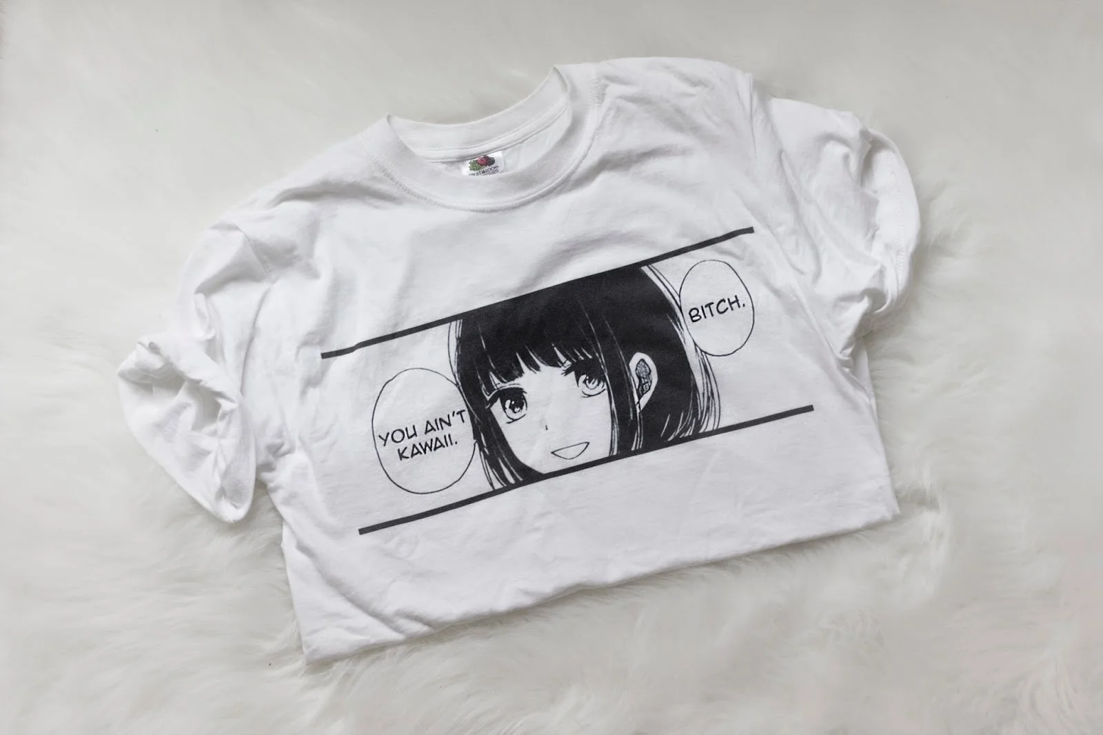PUDO-JBH You't Kawaii Bitch японское аниме футболка "Манга" Лето Tumblr Мода Лолита Kawaii гранж белая футболка