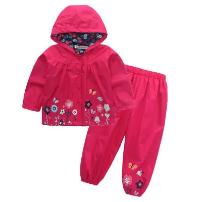 Suit red Lluvia/Новинка года; милый детский плащ-дождевик с цветами; Водонепроницаемая и ветрозащитная куртка; непромокаемый плащ-Пыльник для детей; детский плащ-дождевик - Цвет: Suit red
