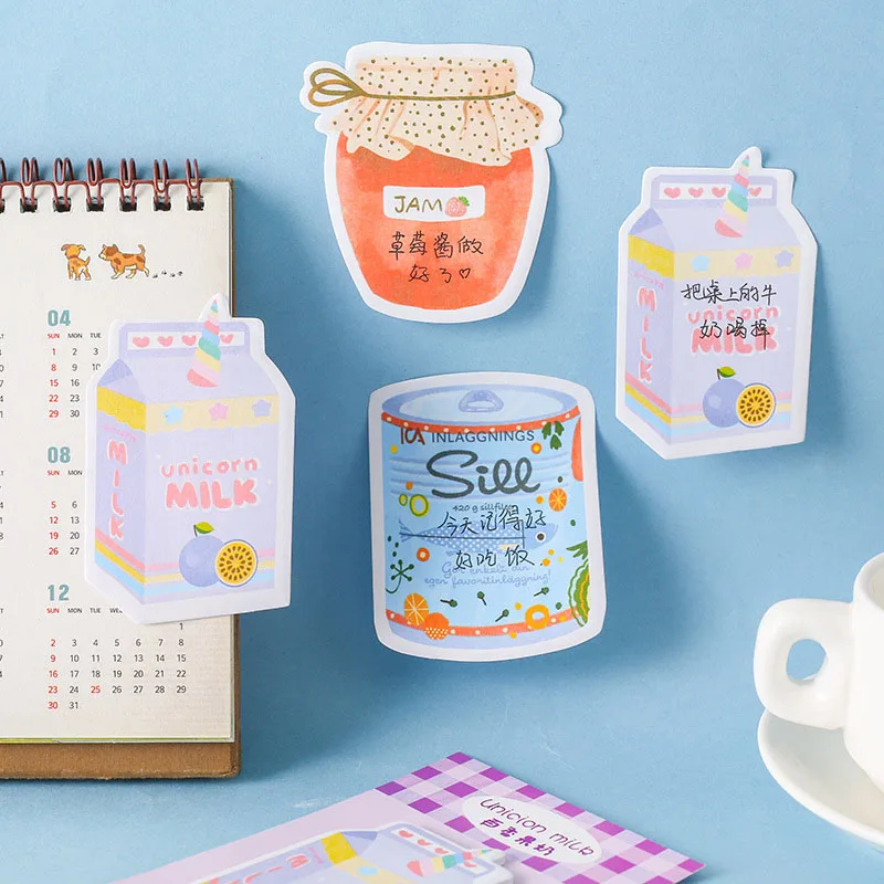 Милые блокноты для закусок клейкие заметки Kawaii молочный картон Липкие детей