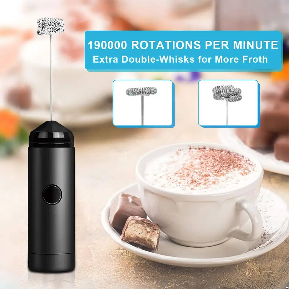 Электрический ручной вспениватель молока 2 венчика пенообразователь кухонный