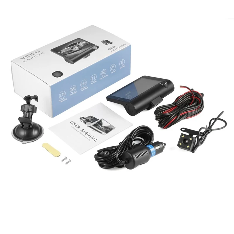Dashcam Full HD 1080P 4 0 дюйма IPS экран 3 объектива Автомобильный видеорегистратор с