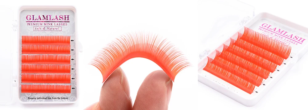GLAMLASH Цвет наращивание ресниц Фиолетовый Синий Коричневый темно коричневый зеленый красный индивидуальный искусственный норки Мягкие Накладные ресницы