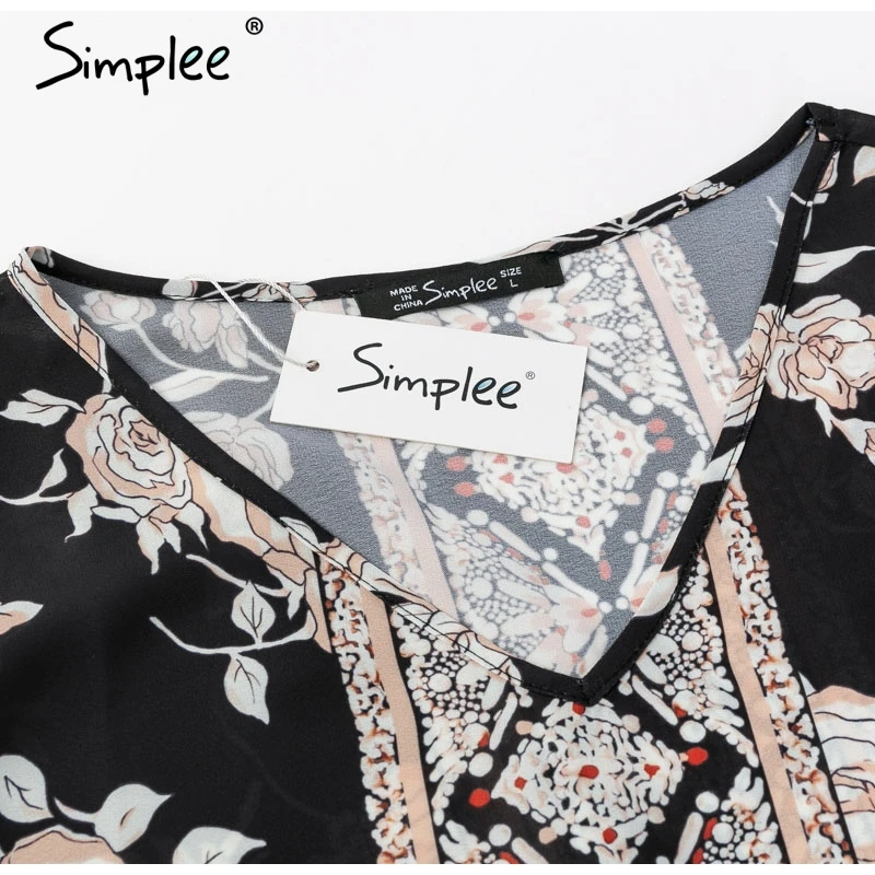 Simplee Boho платье с цветочным принтом больших размеров женское летнее короткое платье с длинным рукавом и v-образным вырезом кимоно праздничное повседневное свободное пляжное платье vestidos