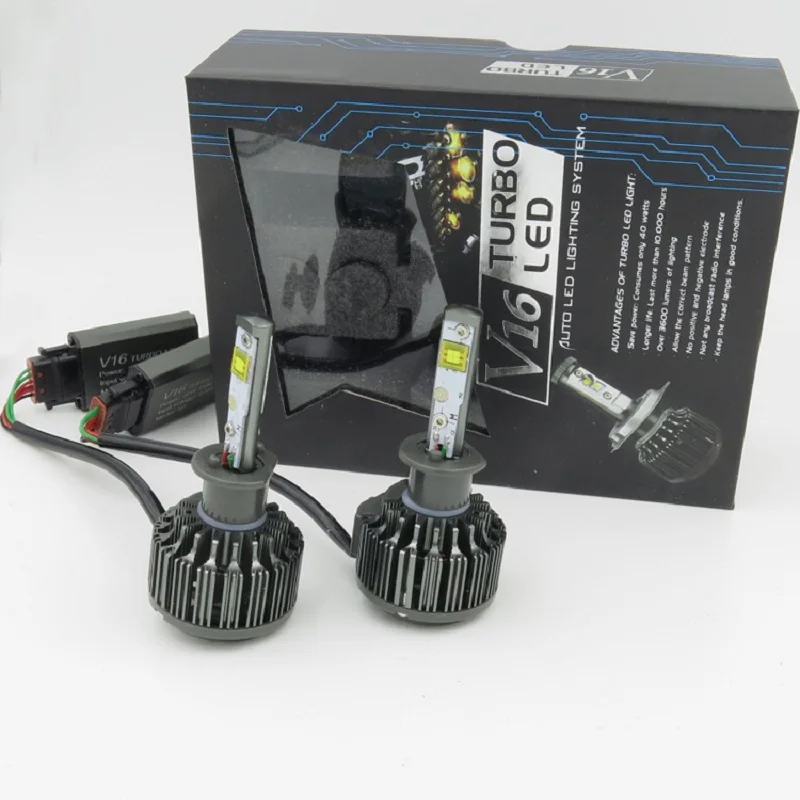H1 880 H3 V16 Turbo 60 Вт/комплект 7200lm Светодиодные Автомобильные фары конверсионный