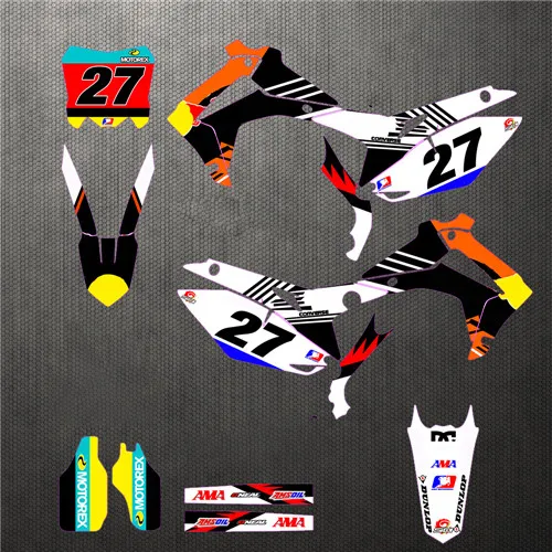 Number 27 Индивидуальный глянцевый номер графика и фоны Наклейка для Honda CRF250R CRF250 CRF 250 R - Цвет: Number 27