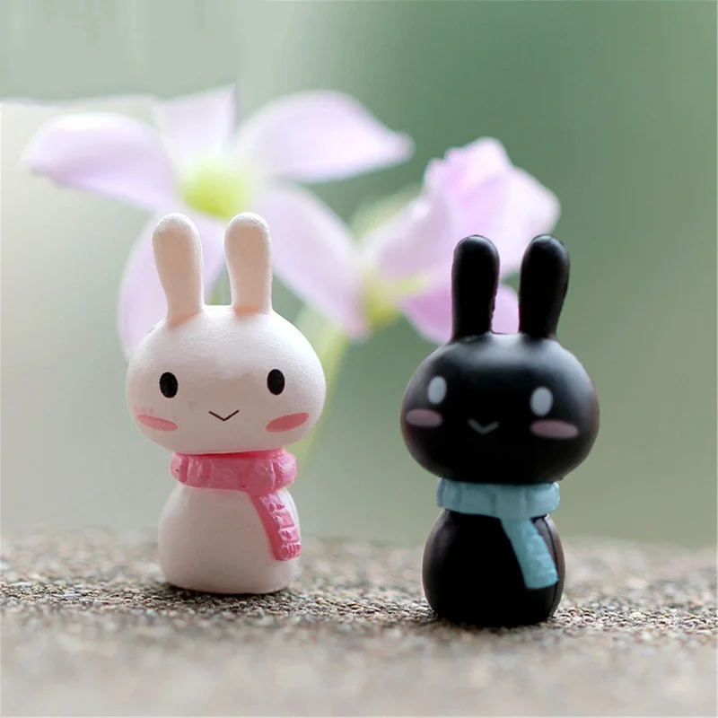 2 шт./компл. kawaii Кролик мультфильм миниатюрная смоляная заячья садовый декор