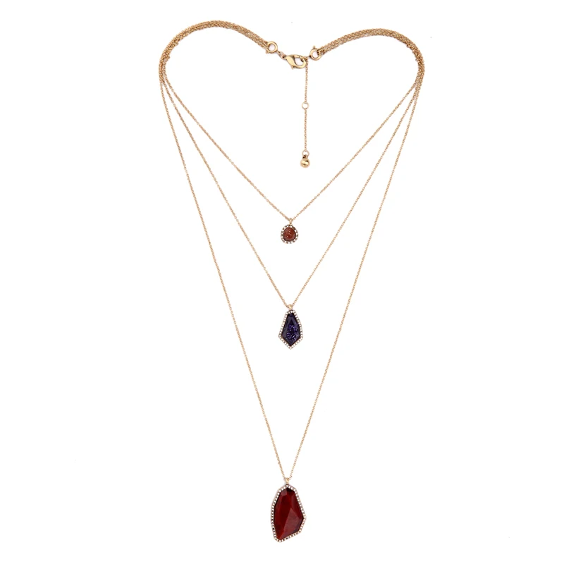 Трехслойное модное ожерелье с цепочкой регулируемое многоцелевое разноцветное