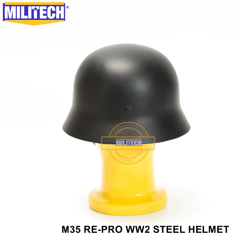 Шлем MILITECH Black WW2 из немецкой стали M35 WW II немецкий защитный шлем для велосипеда World