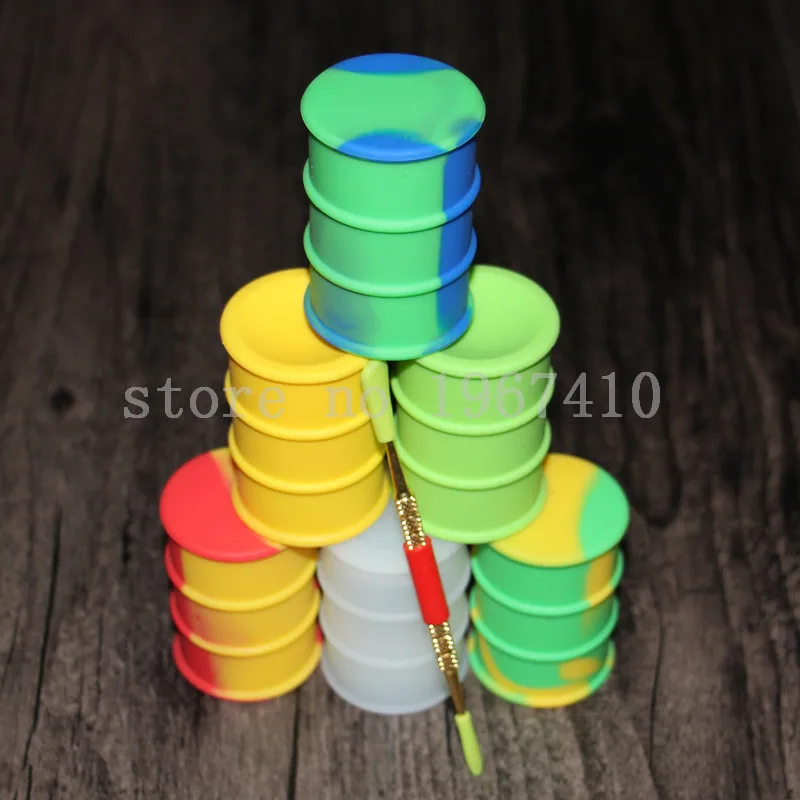 free shipping colorful jars dab wax oil rubber drum shape container large food grade silicon dry herb weed box tool | Дом и сад