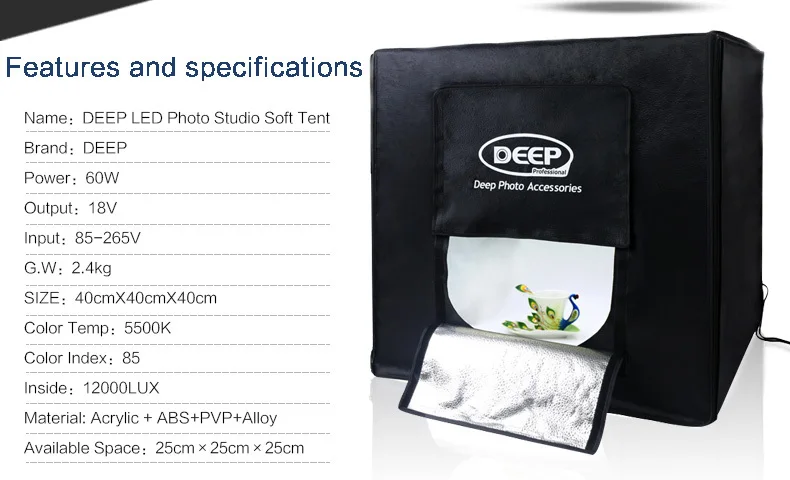 Бесплатная доставка 40 см * видео световая коробка фото студия Освещение Палатка с