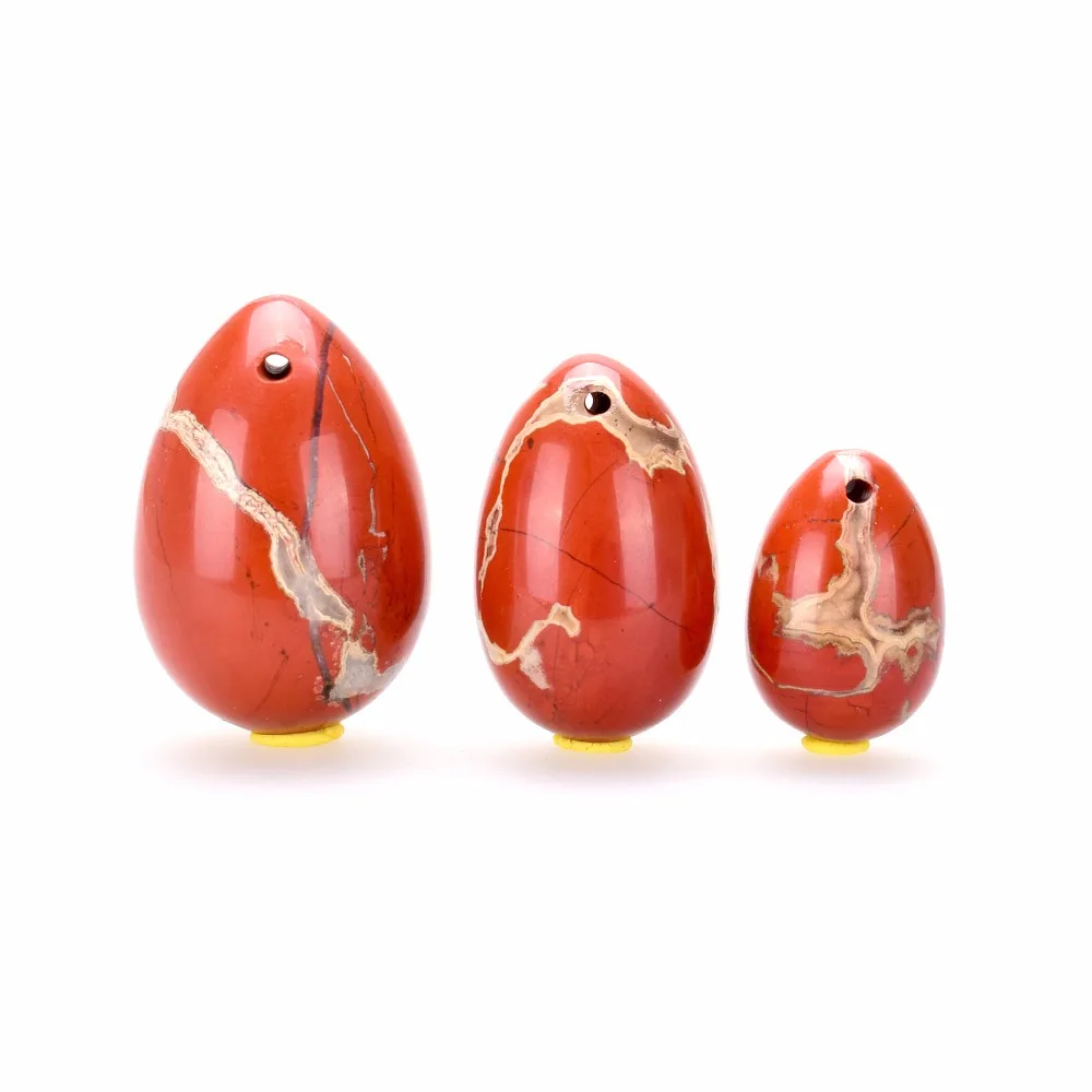

3 pcs Natural Red Jasper Yoni Egg Massage Stone Jade Eggs for Women Kegel Exercise Narrowing Vaginal Muscle Ben Wa Ball