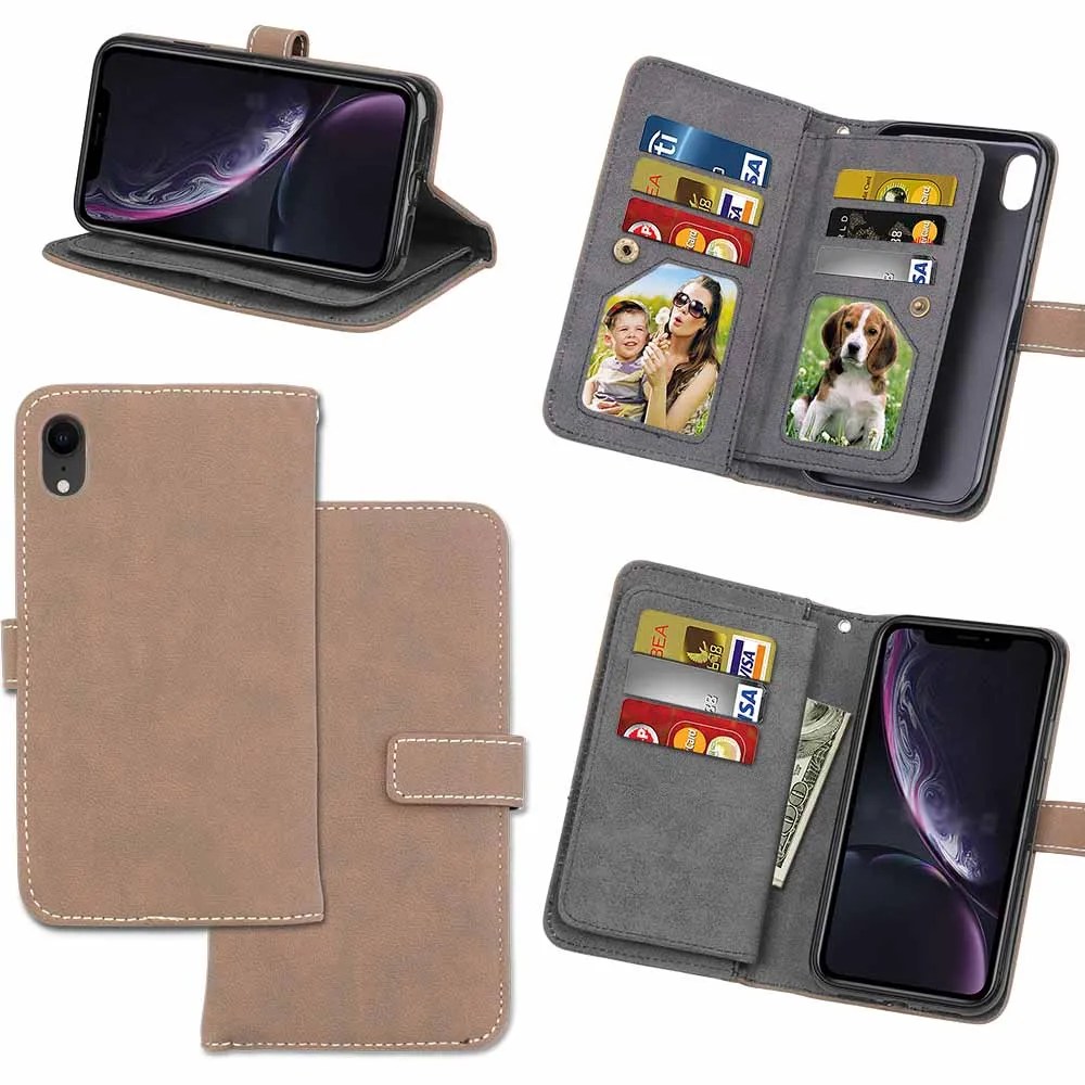 Capa Fundas для iphone XR XS Max 6 6 Plus 6s держатель чехол для iphone 7 8 plus XR XS кожаный чехол для телефона 9 слотов для карт