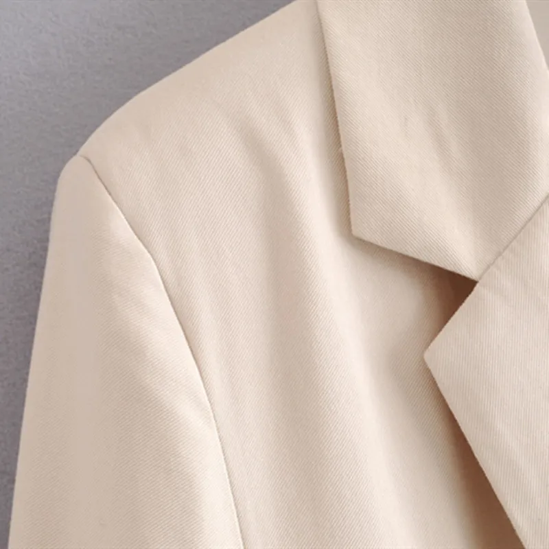 NSZ женский бежевый Блейзер длинный рукав элегантный офисный деловой пиджак