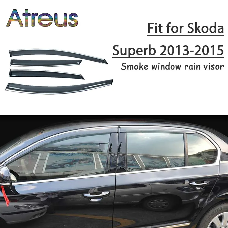 Atreus 1 комплект ABS дождевой дым козырек для Skoda Superb 2013 2014 2015 Аксессуары|Навесы и
