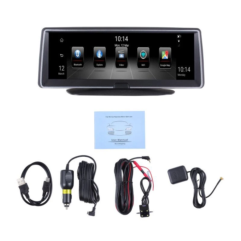 8" ADAS Car DVR 4G Android Center Control Panel GPS Navi FHD 1080P WIFI Video Registrar with RearView Camera Parking monitor