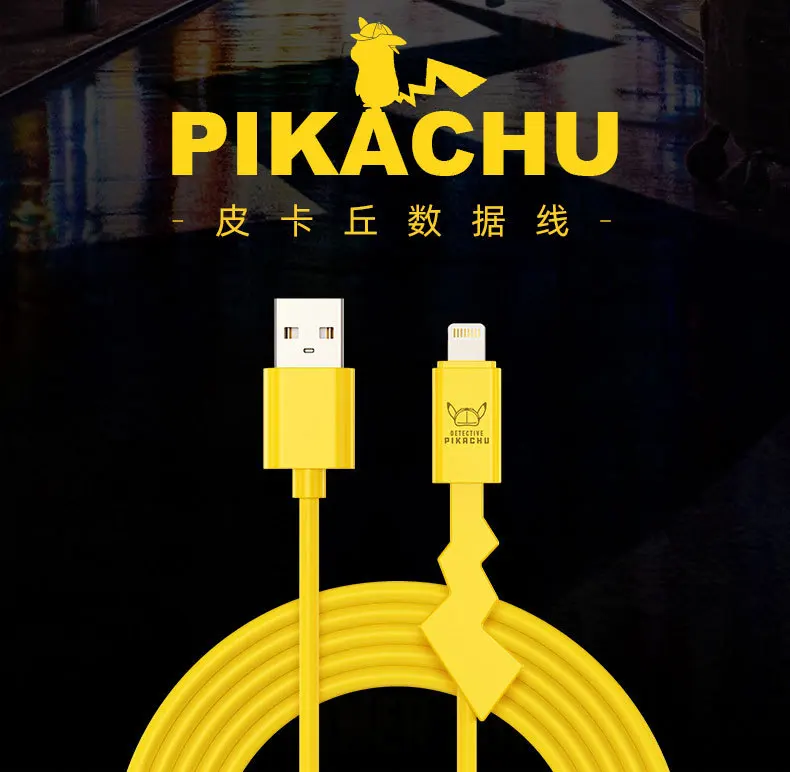 Аниме детектива Пикачу USB 2,0 type-c кабель для зарядки данных для Android Apple iphone 6 iphone X