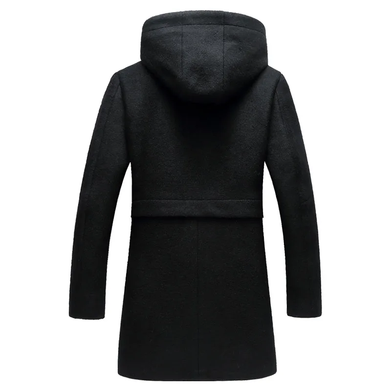 Мужское длинное пальто EICHOS с капюшоном на молнии 2019|pea coat jacket|mens hooded wool coatzipper pea |