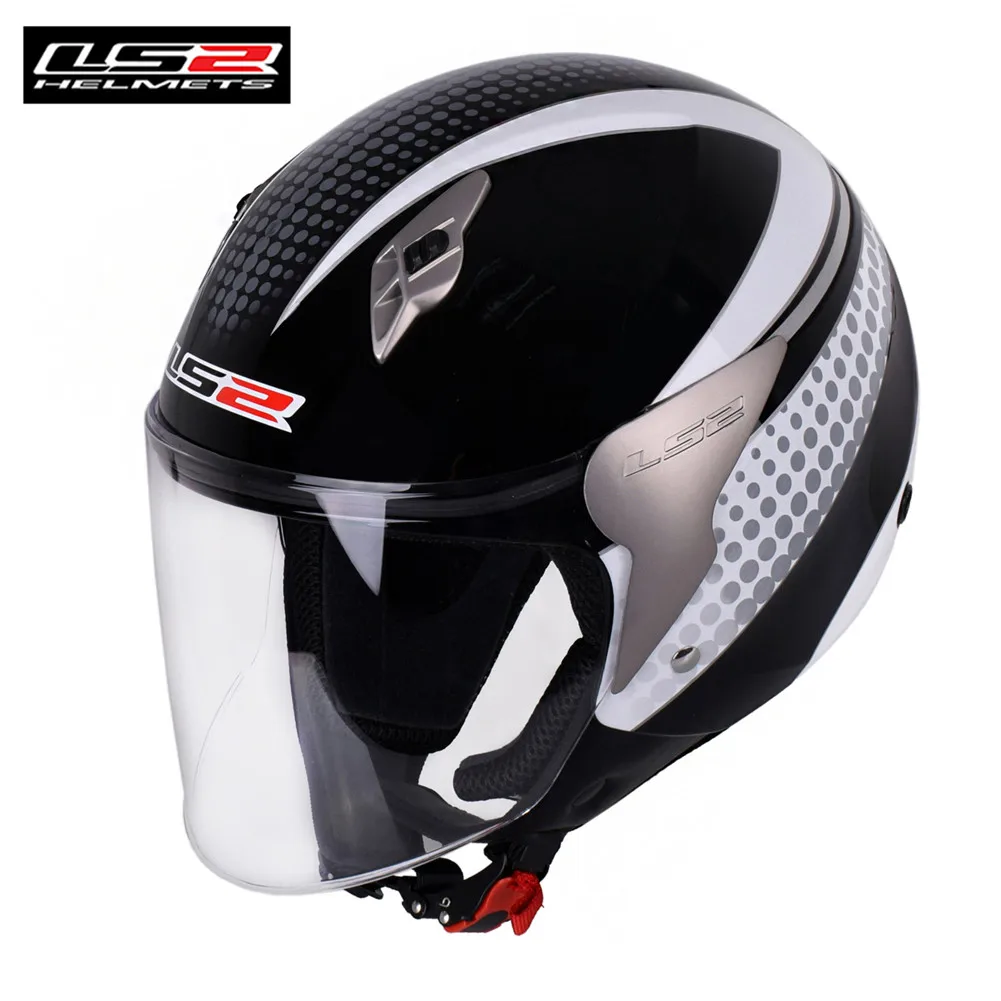 Black White Dot LS2 мотоциклетный шлем 3/4 с открытым лицом Casco Moto Capacetes de Motociclista скутер реактивный шлем мотоциклетный шлем каск - Цвет: Black White Dot