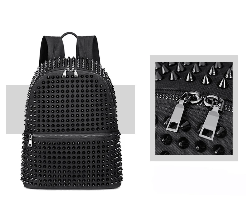 Women Luxury Backpack High Quality Rivet Canvas Backpack Ladies Travel Bagpack Mochila School Bags For Girls Back Pack Sac A Dos