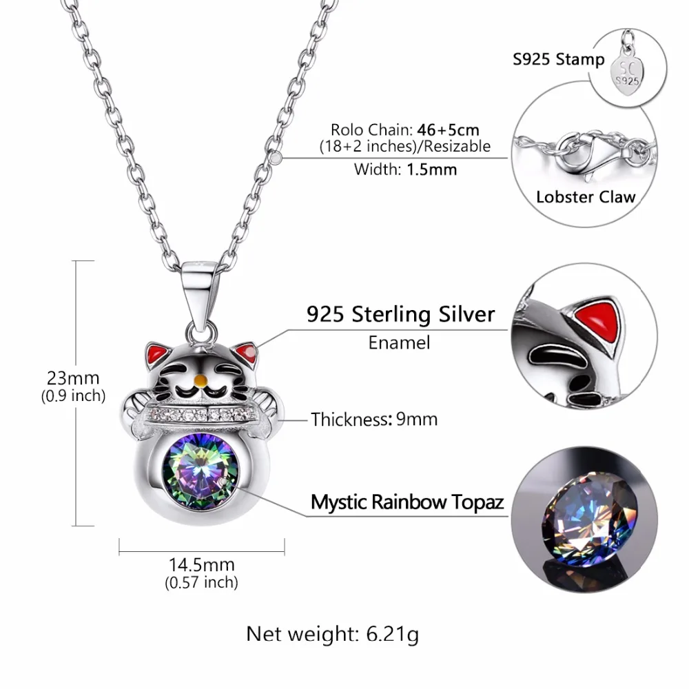 SILVERCUTE Lucky Cat Подвеска 925 стерлингового серебра ювелирные украшения