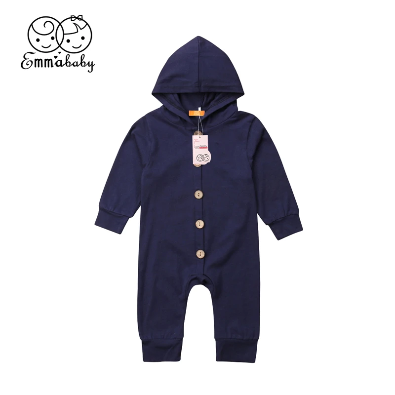 Осенний яркий хлопковый комбинезон с капюшоном для новорожденных 0 24 м|Ромперы| |