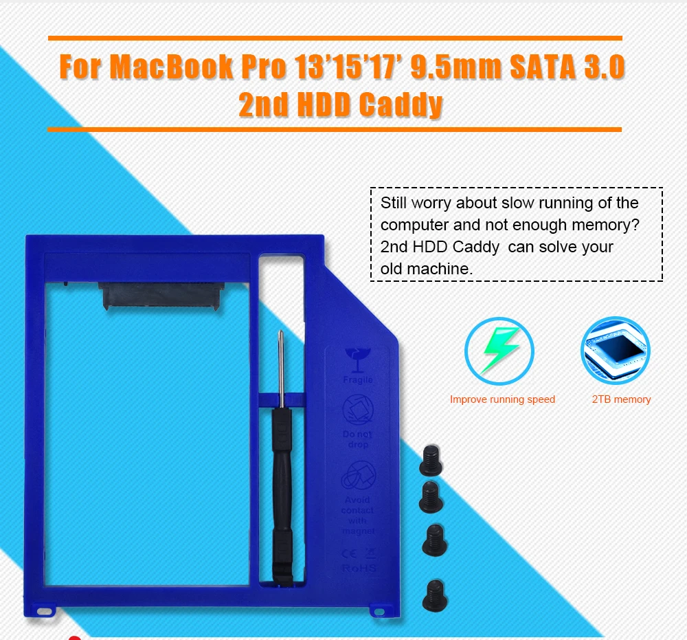 TISHRIC для Macbook Pro 1" 15" 1" Superdrive 9/9. 5 мм SATA 3,0 Caddy Корпус 2nd 2,5 HDD SSD жесткий диск Optibay чехол адаптер