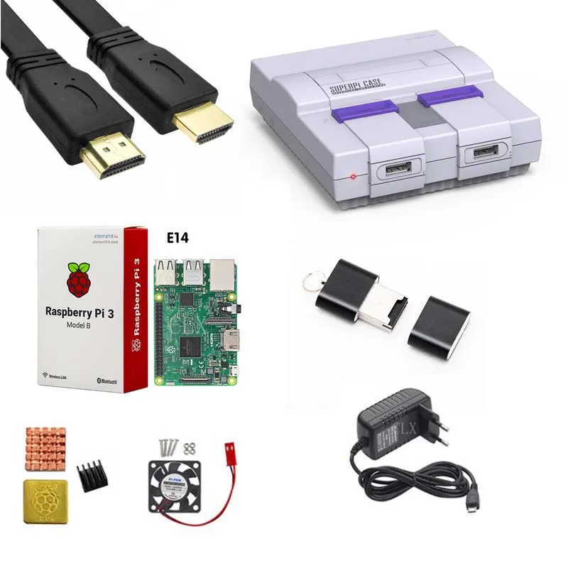 Чехол Retroflag SUPERPi U NESPi чехол + Raspberry Pi 3 Model B/B комплекты адаптер питания 5 В 3A радиатор