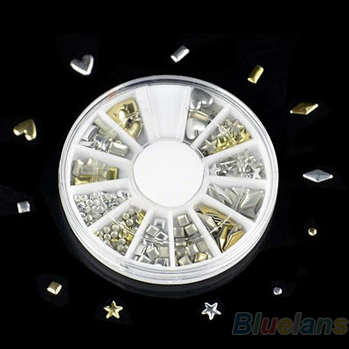 3D золотые серебряные пули Заклепки Шипы для ногтей блестящее колесо